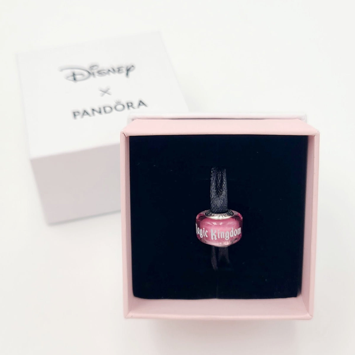 2026 Walt Disney World Parks Pandora Pink Magic Kingdom Murano Glass Charm New