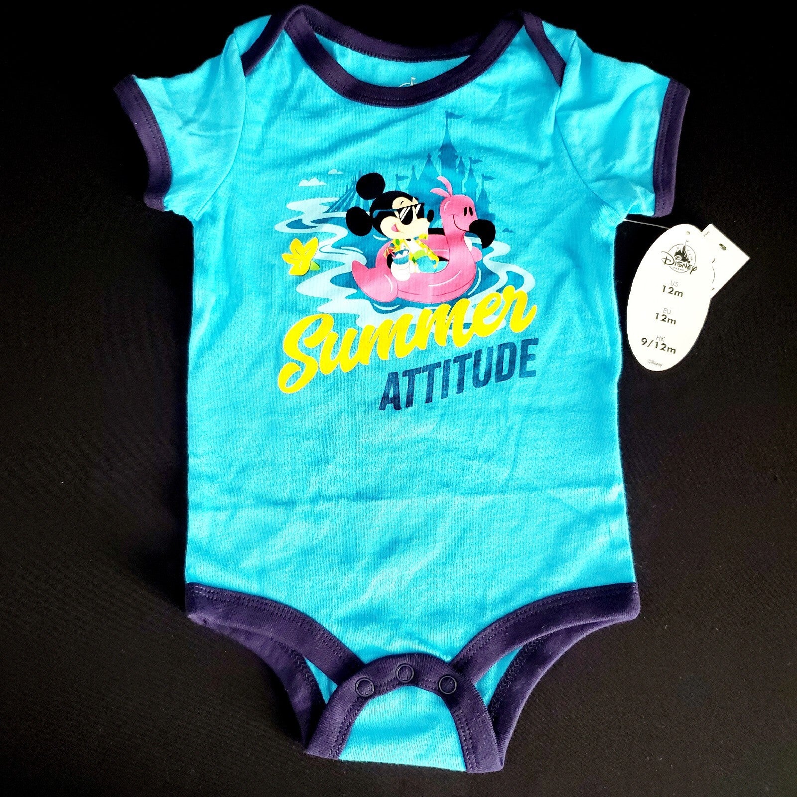 12M Baby Bodysuit Disney Mickey Mouse Summer Attitude Authentic OneSuit 12 Month