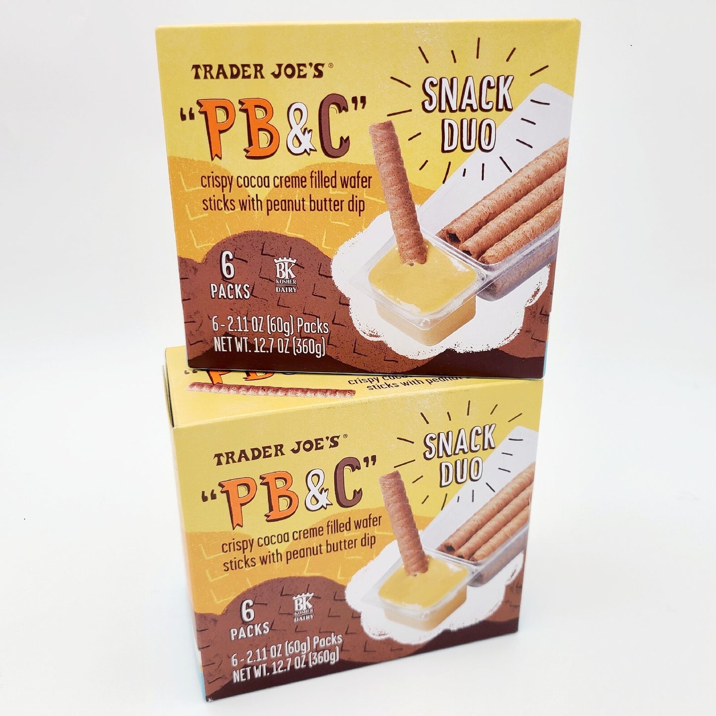2 Boxes Trader Joe's PB&C Cocoa Creme Wafer Sticks w/ Peanut Butter Dip PB & C