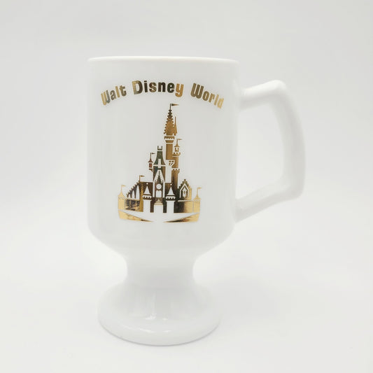 Walt Disney World Parks WDW 50th Cinderella Castle Vault Footed White Gold Mug