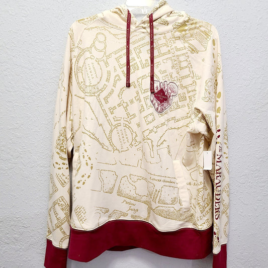 LARGE Harry Potter Marauder Map Hoodie Sweatshirt Universal Studios Wizard World