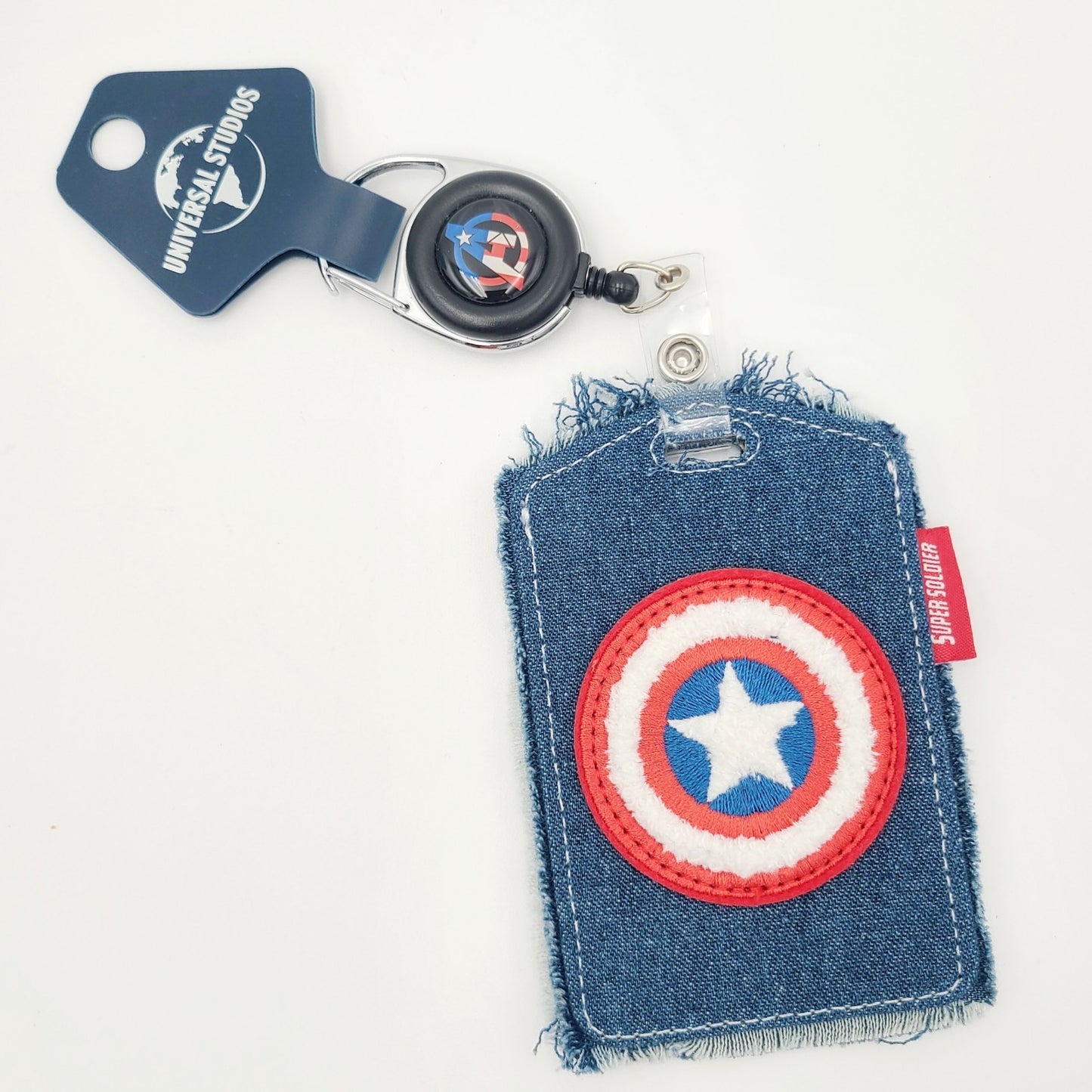 Universal Studios Florida Marvel Avengers Captain America Shield ID Badge Reel