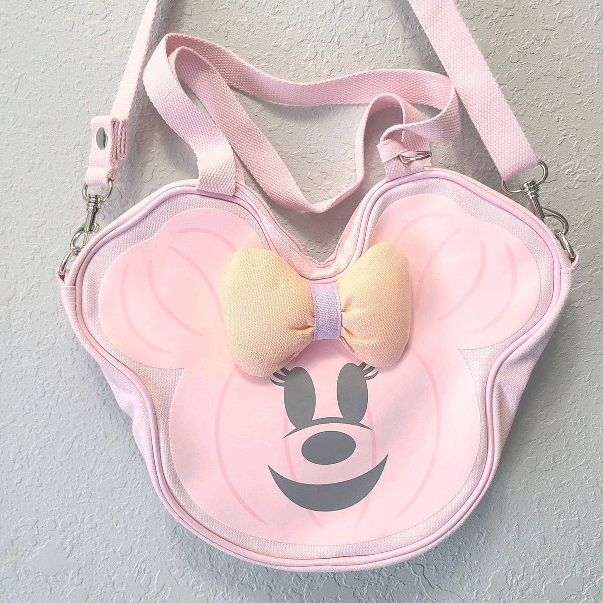 2026 Disney Parks Halloween Hey Boo Ghost Pumpkin Pink Minnie Canvas Tote Bag