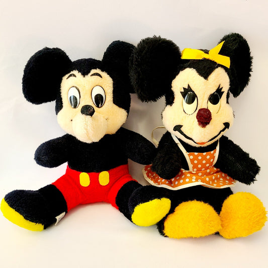 Vintage Mickey & Minnie Mouse Plush Set Walt Disney Prod. Plush California Toy