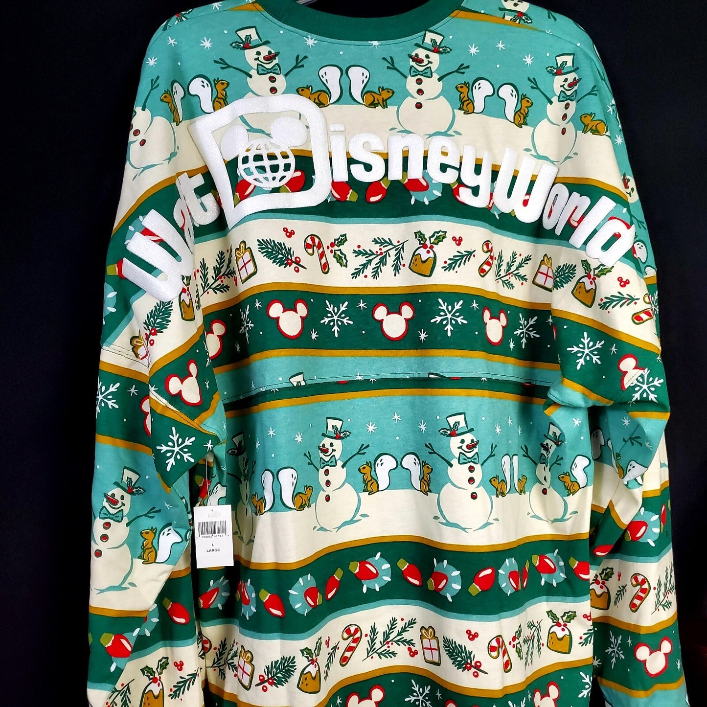 LARGE 2022 Walt Disney World Parks Spirit Jersey Christmas Mickey Ears Snowman