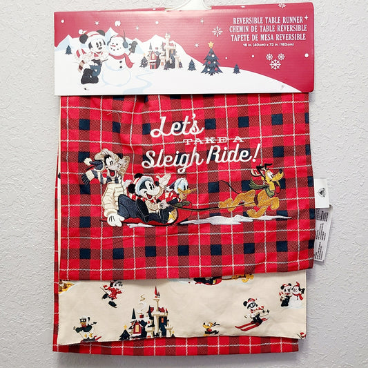 2021 Disney Parks Santa Sleigh Ride Holiday Christmas Reversible Table Runner