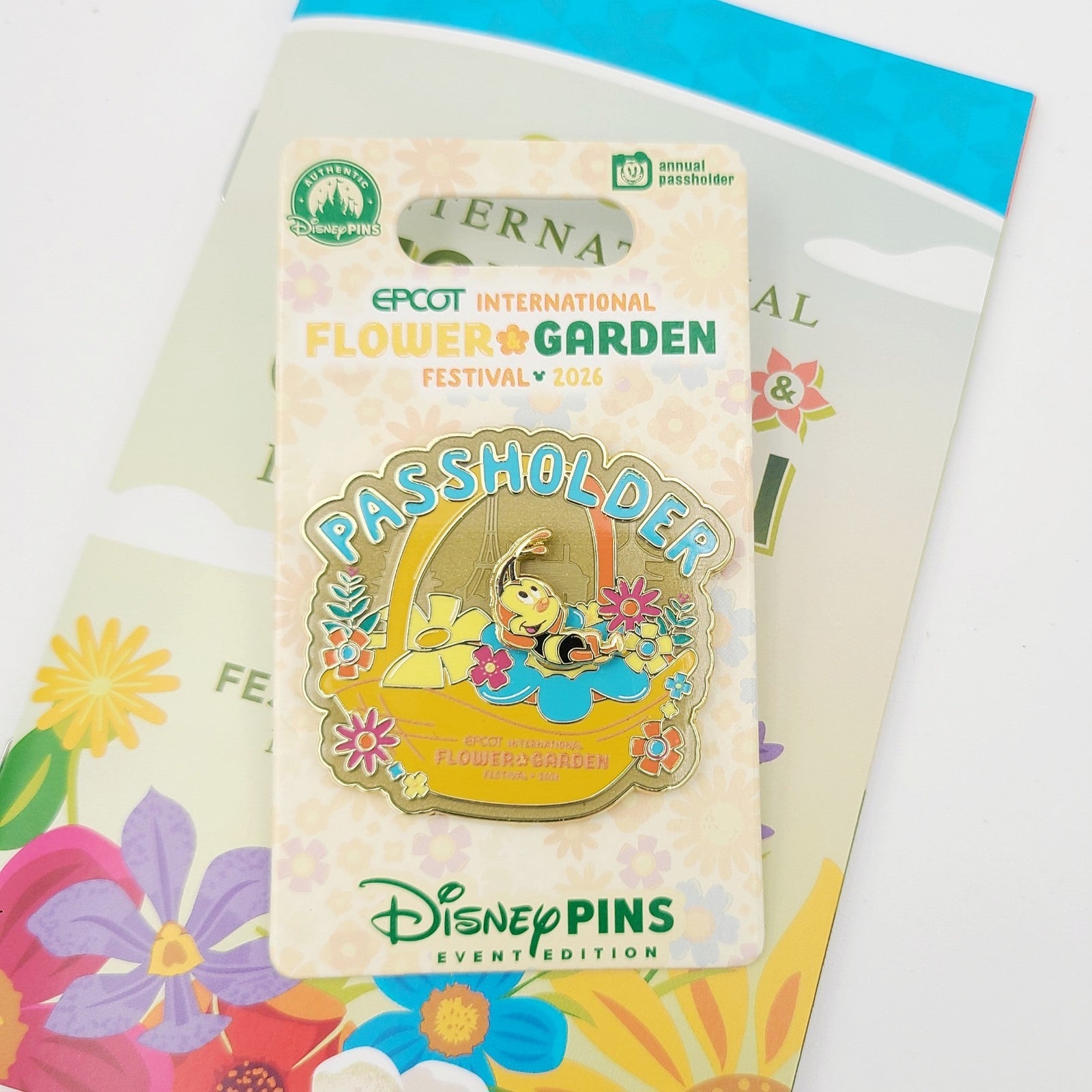 *4 Pin Set* Disney Park Epcot Flower Garden 2026 Orange Spike Mickey Passholder