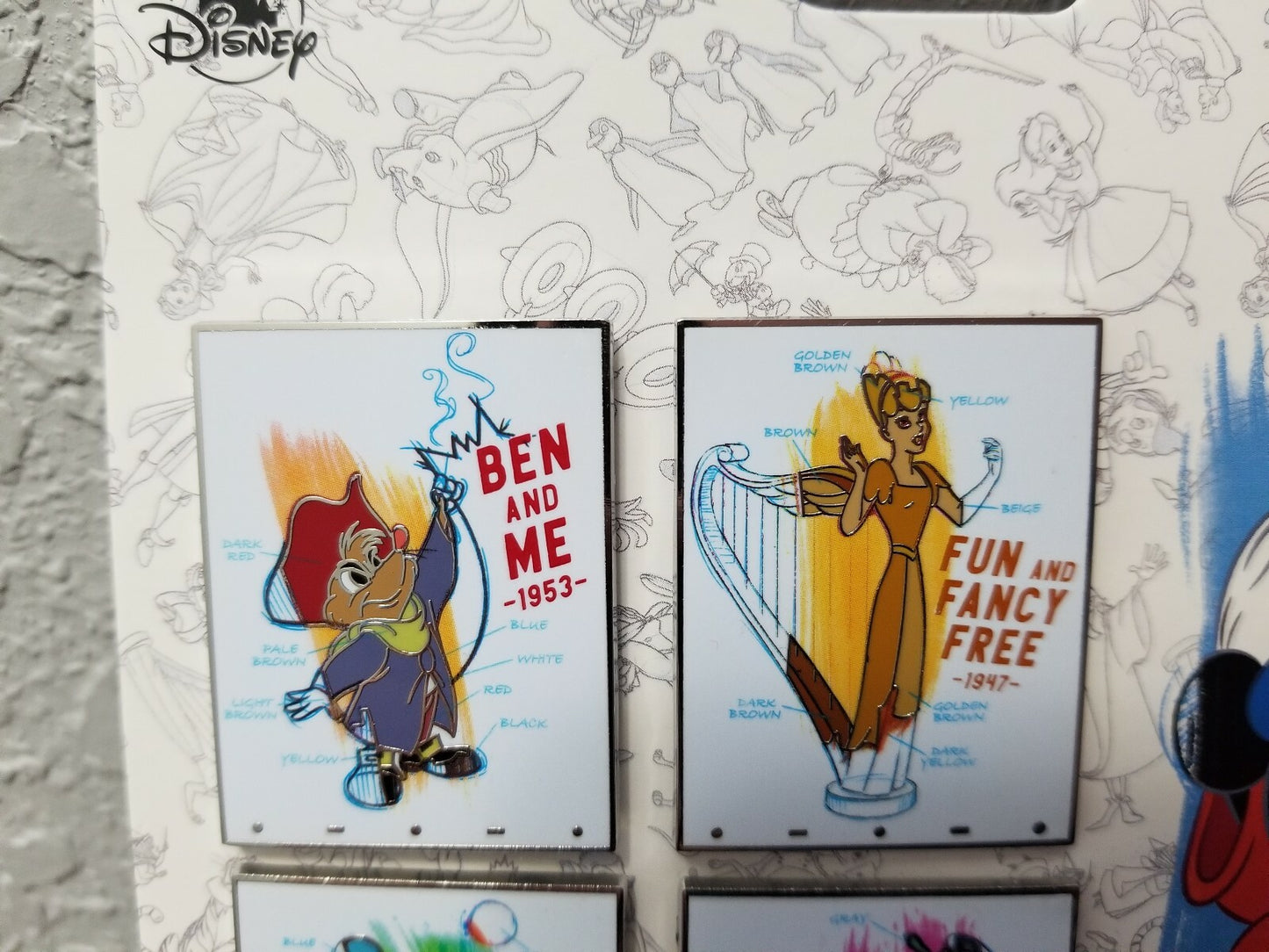 Disney Parks 2020 Ink & Paint 4 Pin Set Melody Time, Ben & Me, Fun & Fancy Free