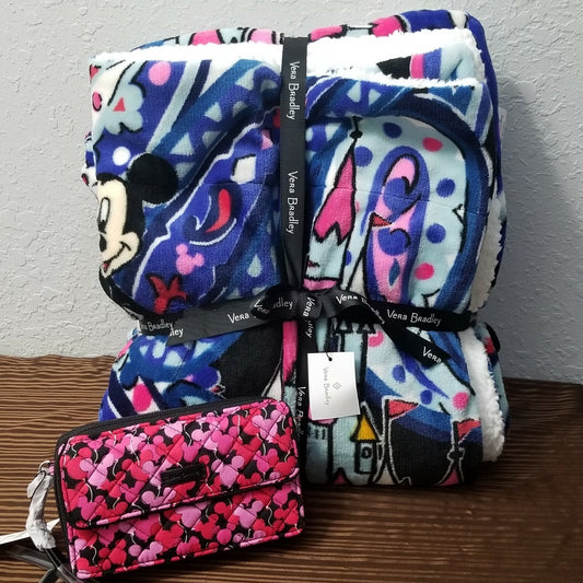 Disney Parks Vera Bradley Whimsical Paisley Crossbody Purse Bag & Throw Blanket