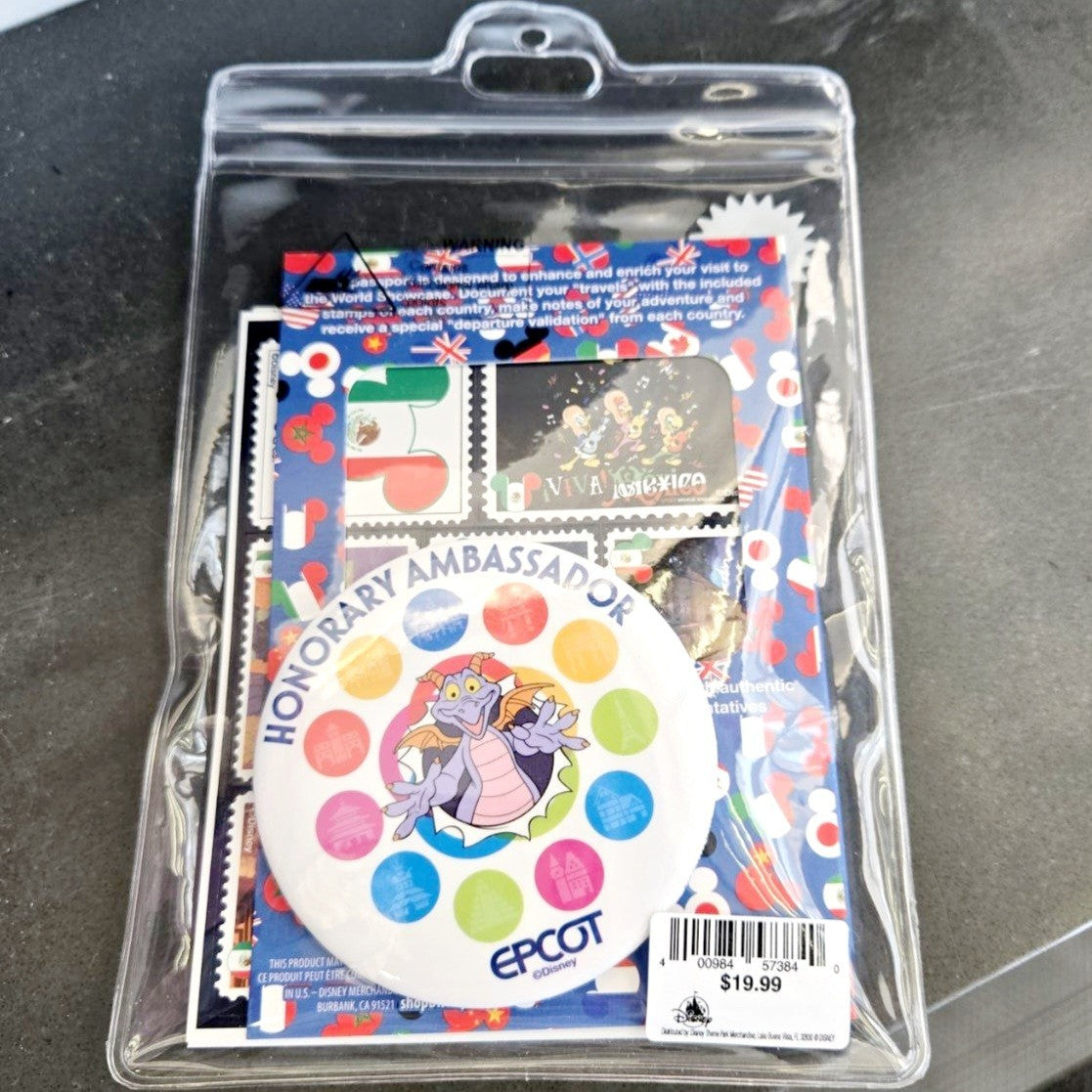 2025 Disney Parks Epcot World Showcase Figment Passport Pack Button & Stickers