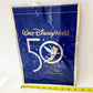Set Of 2 Walt Disney World 50th Anniversary Clear Plastic Cup Blue Letters + Bag