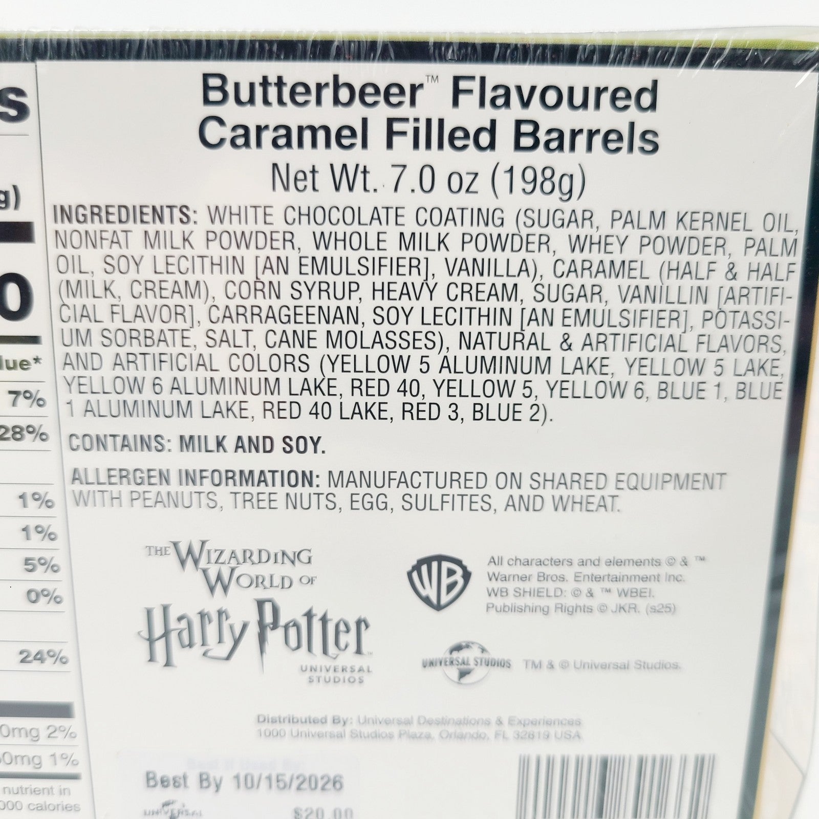 Universal Studio Harry Potter Butterbeer Flavored Caramel Chocolate Candy Barrel