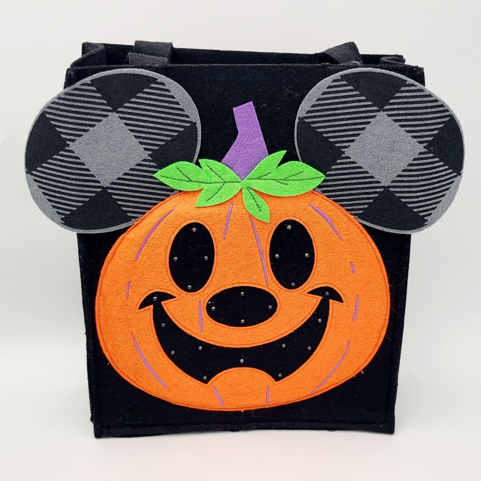 Disney Parks Mickey Jack-o'-Lantern Pumpkin 🎃 Felt Light-Up Halloween Candy Bag