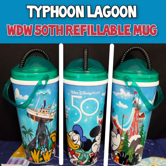 (1) ONE Typhoon Lagoon Blizzard Beach Refillable Mug Disney Park WDW 50th Mickey