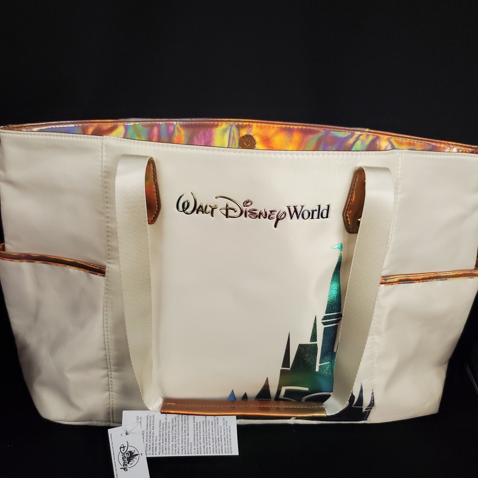 *Tote + 4 Pin Set* 2021 Walt Disney World Parks 50th Anniversary Castle Hand Bag