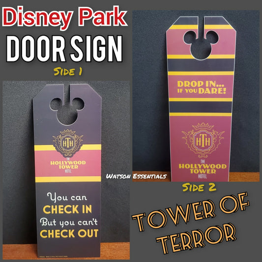 Disney Parks Door Hanger Hollywood Studios Tower of Terror DROP IN IF YOU DARE