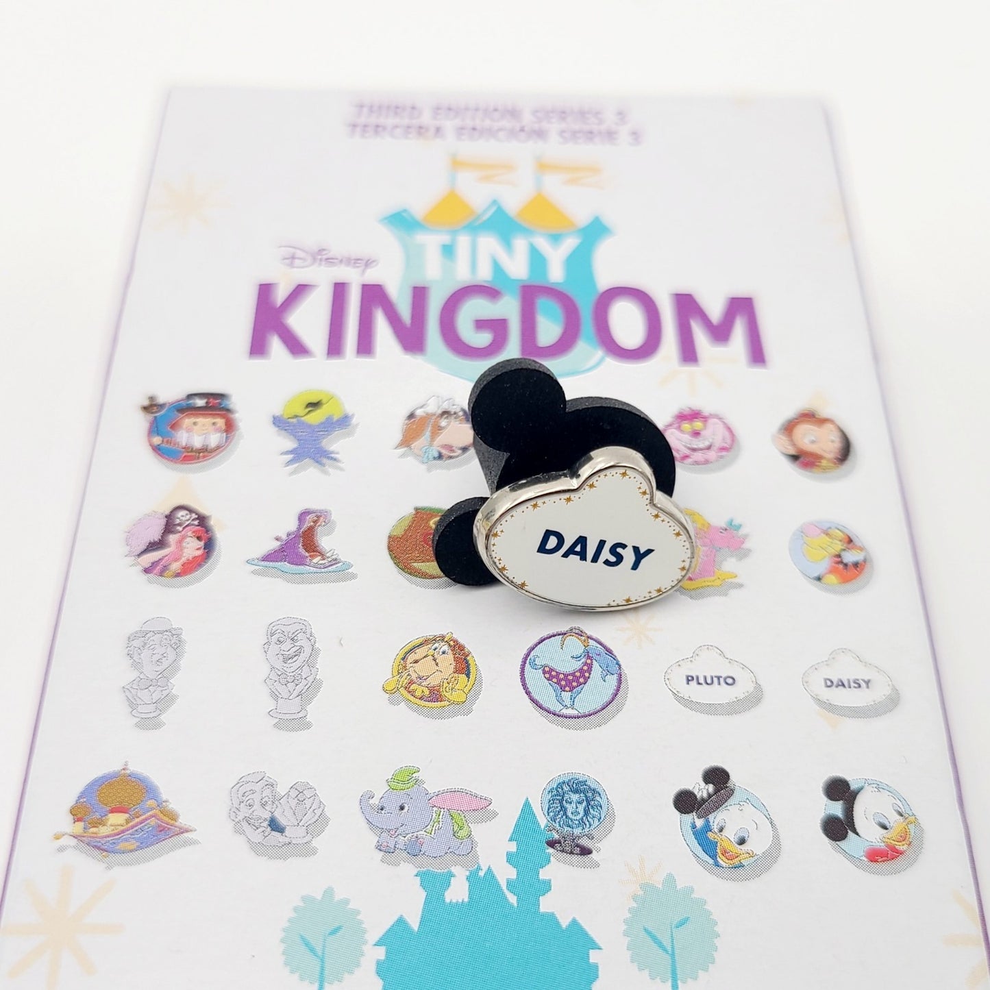 Disney Parks Tiny Kingdom 3rd Edition Series 3 DAISY Name Tag Badge Mystery Pin