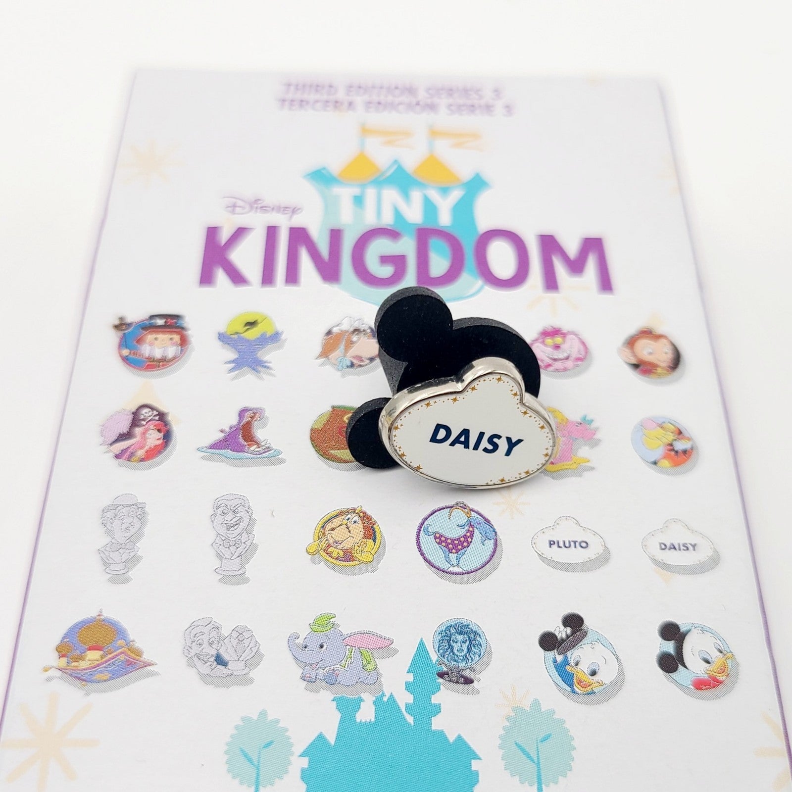 Disney Parks Tiny Kingdom 3rd Edition Series 3 DAISY Name Tag Badge Mystery Pin