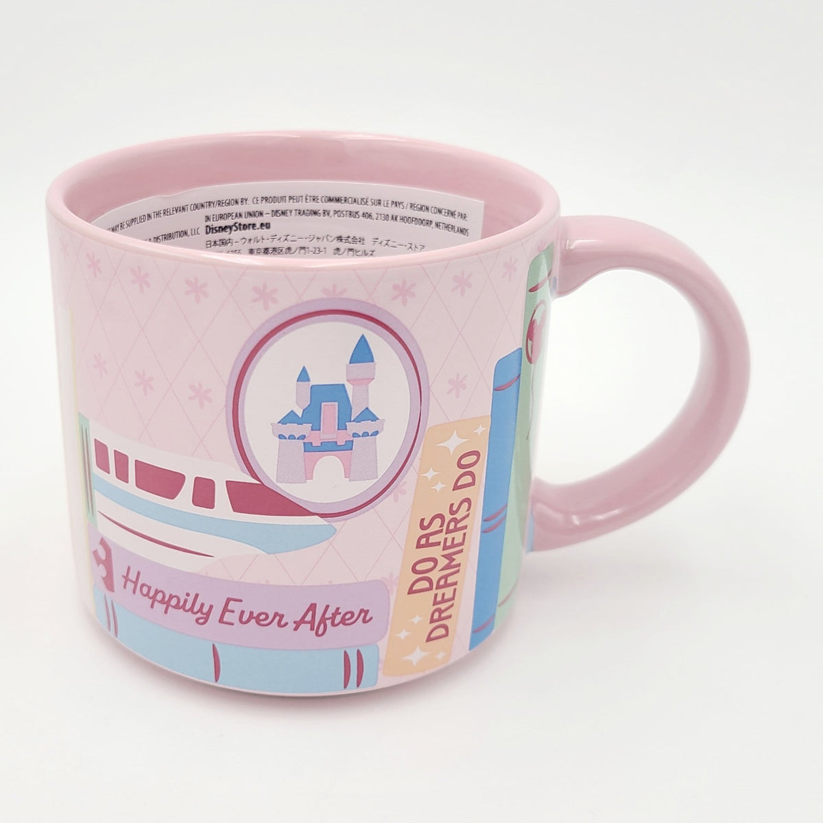 2026 Disney Parks Main Street Monorail Magic Bookshelf Pink Coffee Cup Mug New