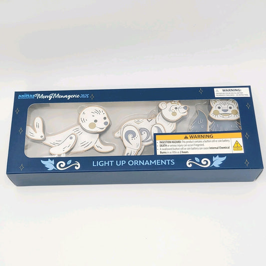 Disney Parks Ornament 2025 Merry Menagerie Animal Kingdom Light Up 3-Piece Set