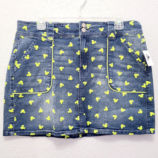 XL 2020 Walt Disney World Parks Womens Juniors Denim Skirt Mickey Mouse Heads