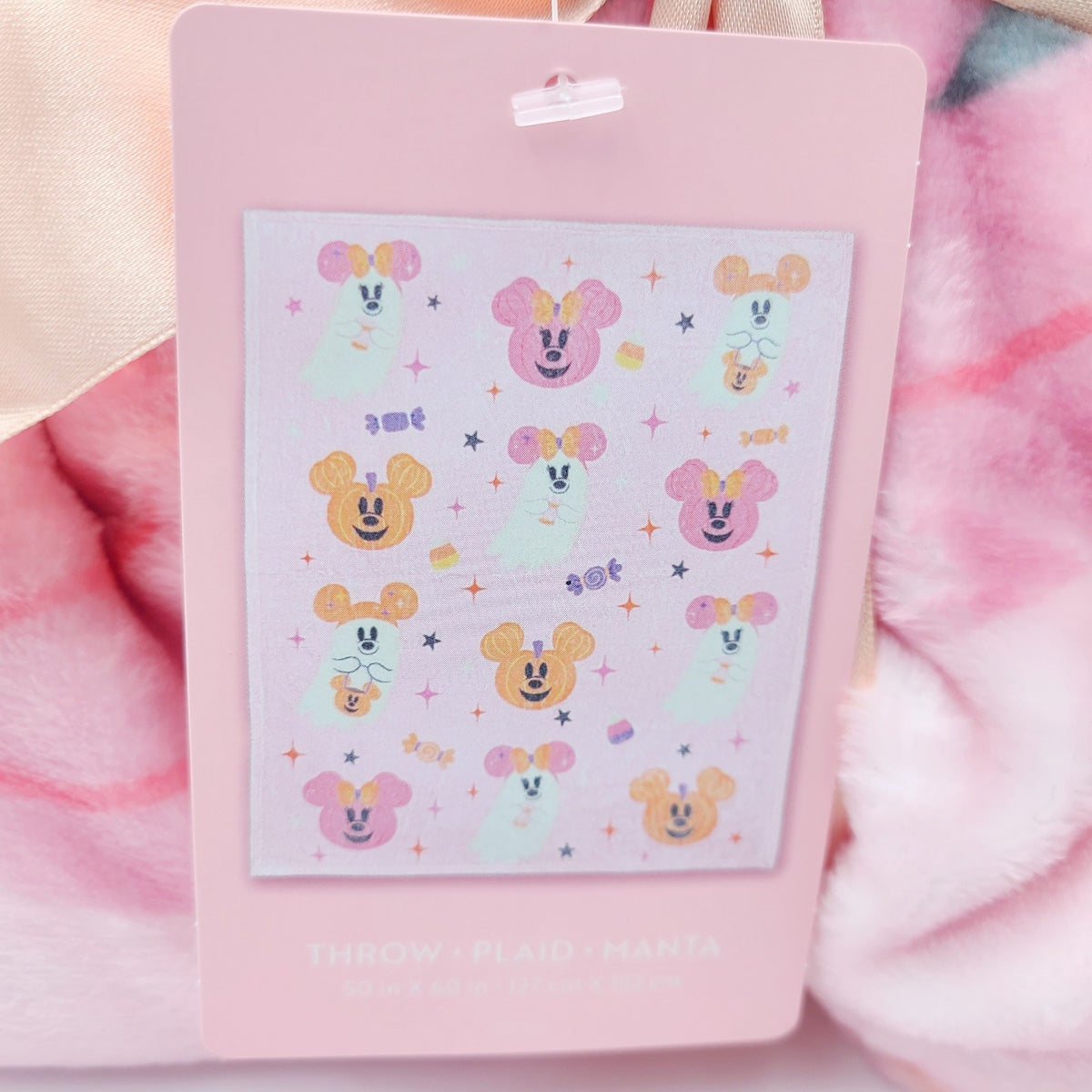 2026 Disney Parks Cutie Ghosts Pink Halloween Throw Blanket 50x60” Mickey Minnie