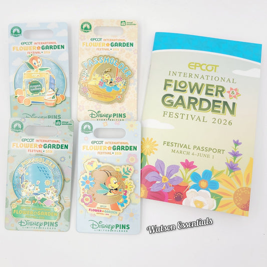 *4 Pin Set* Disney Park Epcot Flower Garden 2026 Orange Spike Mickey Passholder