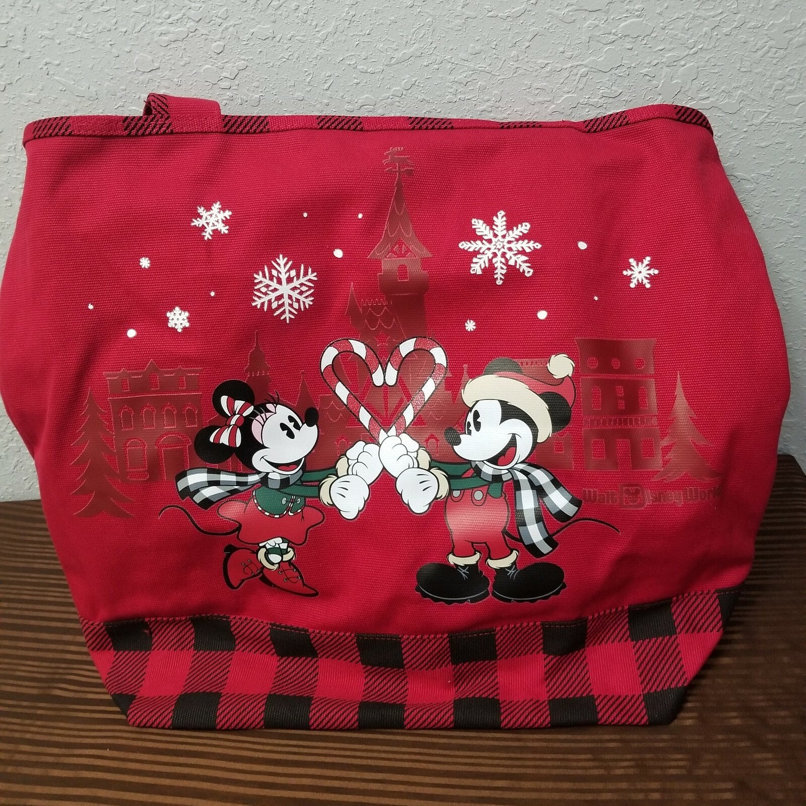 2019 Disney Parks Mickey Mouse & Minnie Christmas Canvas Tote Bag Holiday Gift