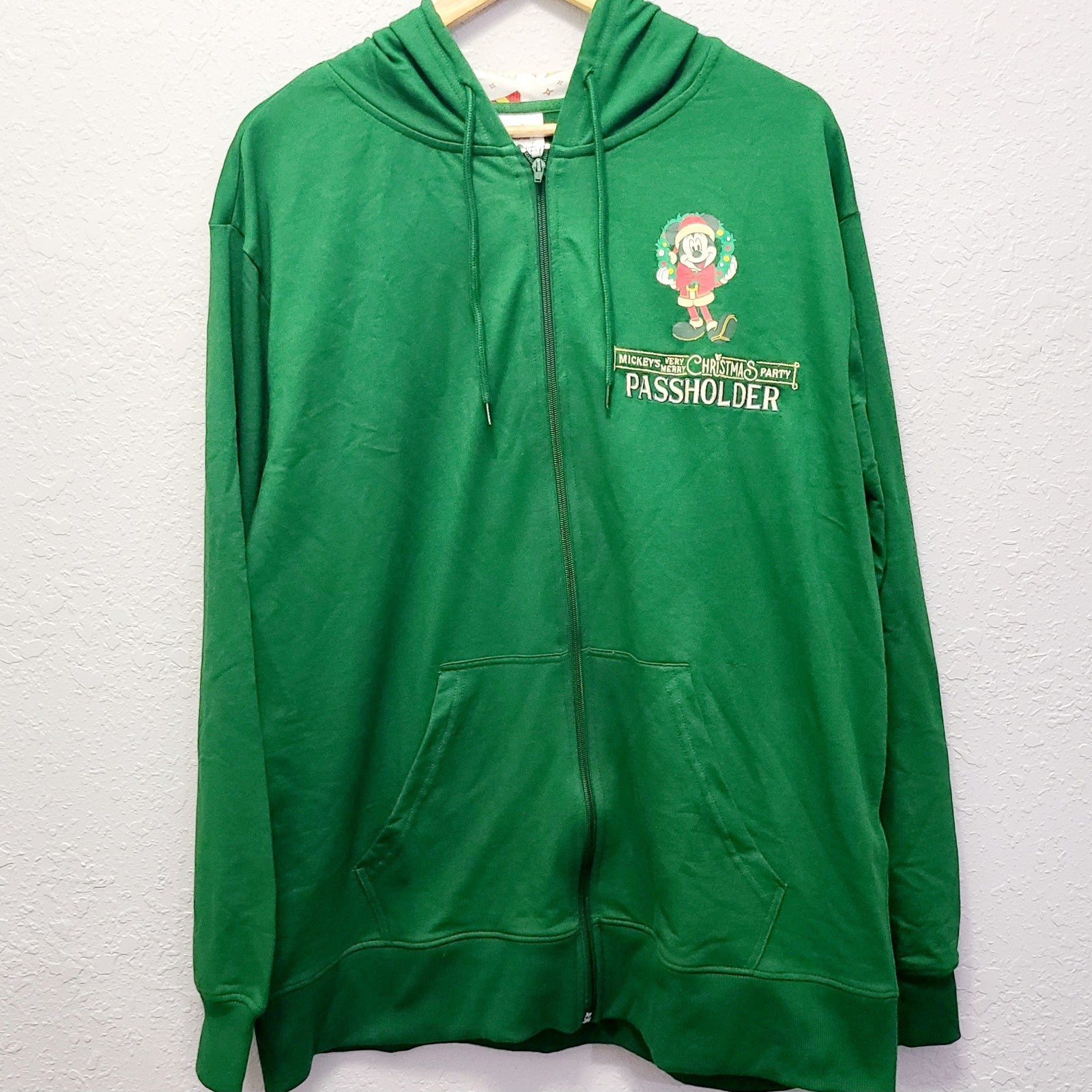 LARGE 2025 Disney Parks Mickey's Merry Christmas Party Passholder Zip Up Hoodie