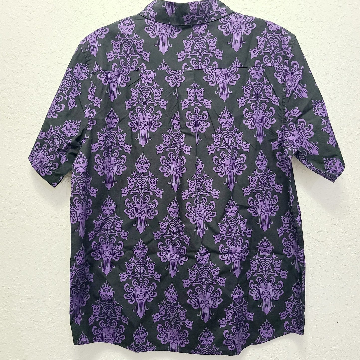 LARGE Disney World Parks 2025 Haunted Mansion Wallpaper Woven Adult Shirt NEW