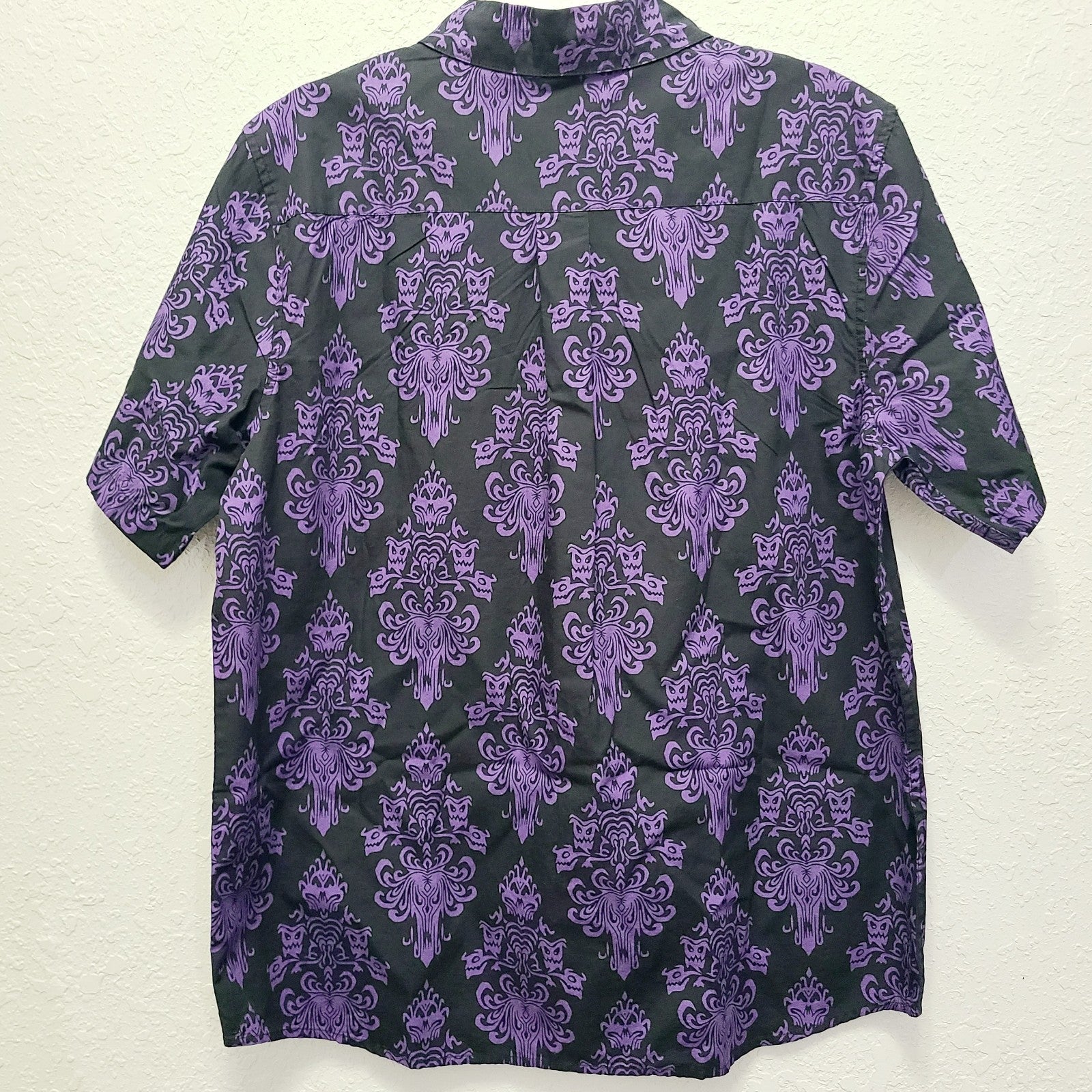 LARGE Disney World Parks 2025 Haunted Mansion Wallpaper Woven Adult Shirt NEW