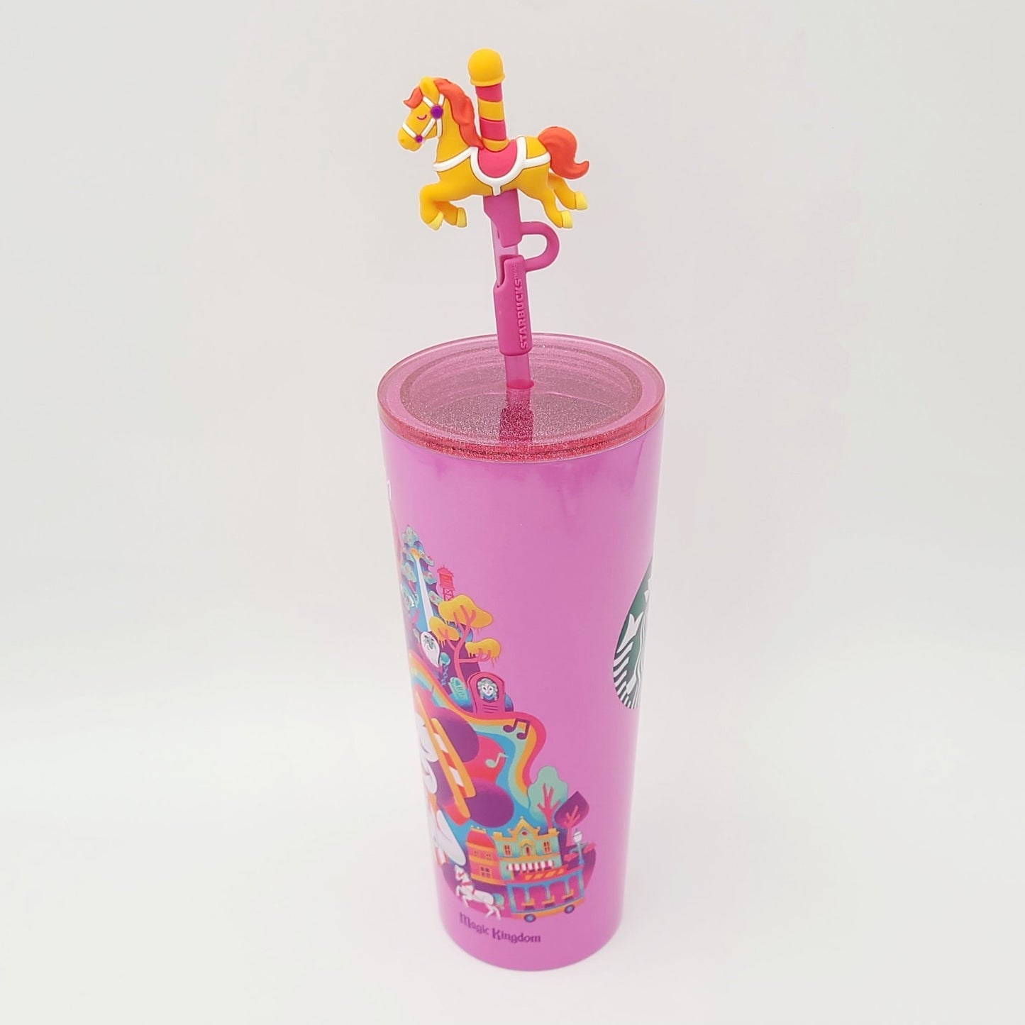 2026 Disney Parks Starbucks Magic Kingdom Horse Carrousel Straw Topper Tumbler