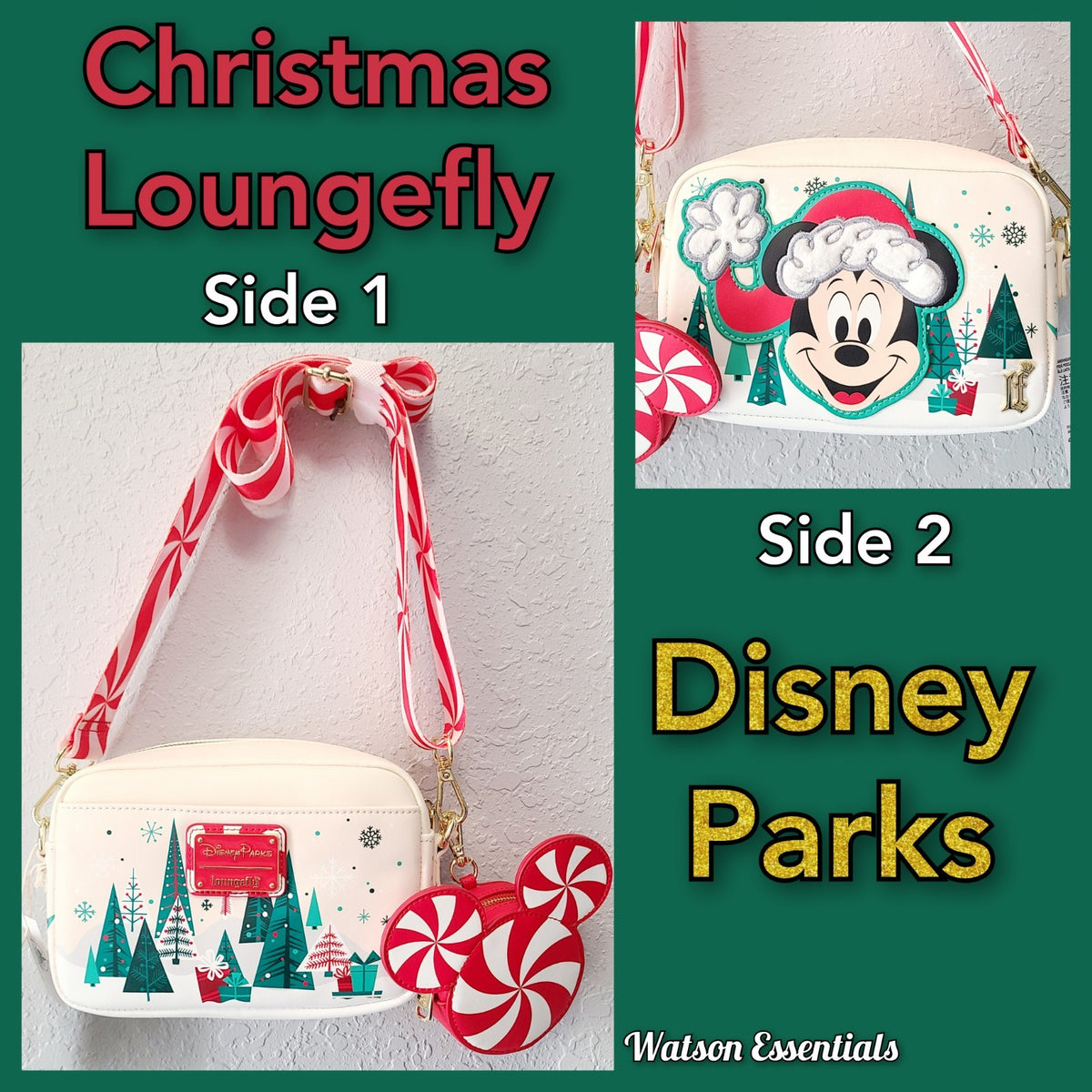 2026 Disney Parks Christmas Santa Mickey Loungefly Crossbody Bag & Coin Purse