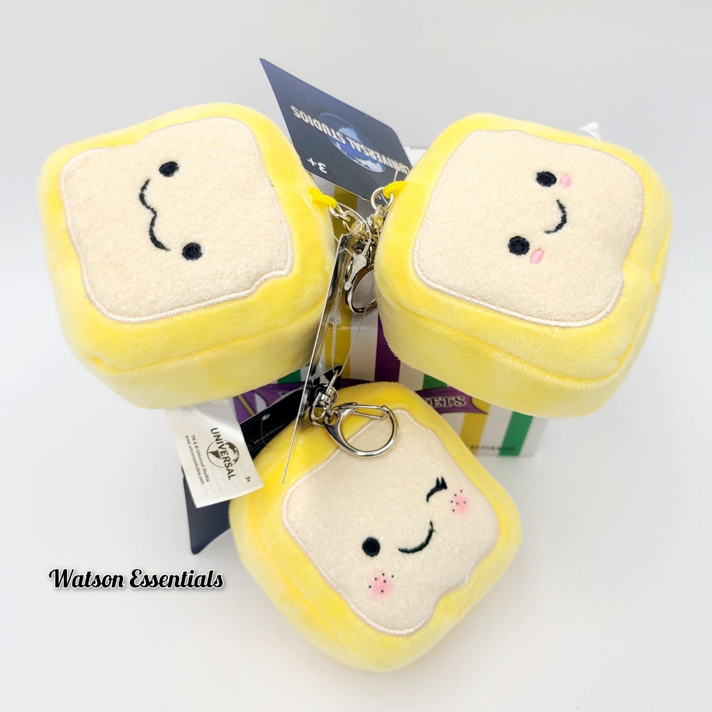 *3 Keychain Set* 2026 Universal Studios Mardi Gras Box of Beignets Mini Plush