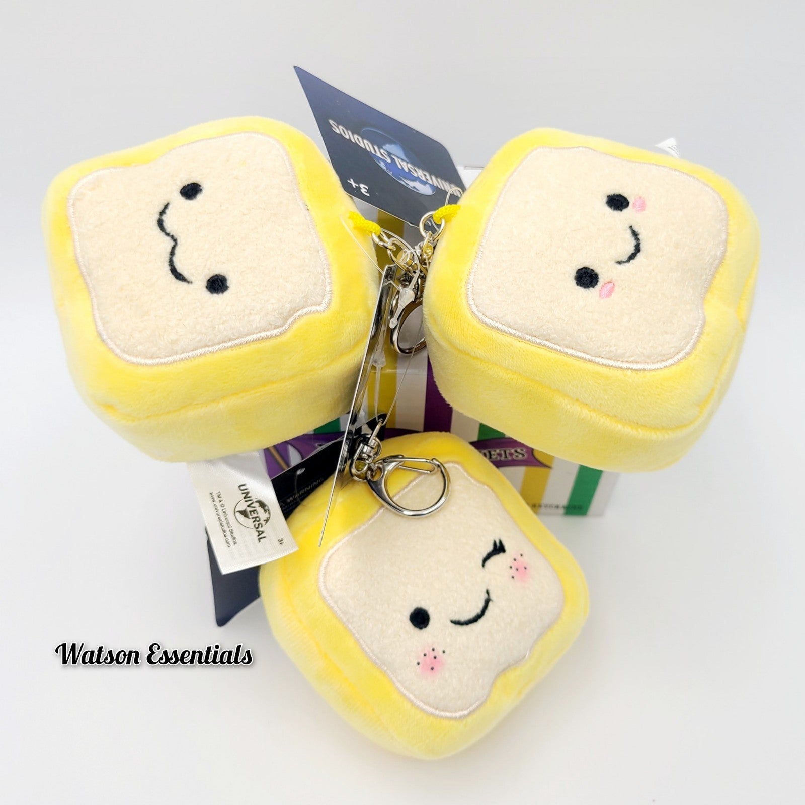 *3 Keychain Set* 2026 Universal Studios Mardi Gras Box of Beignets Mini Plush