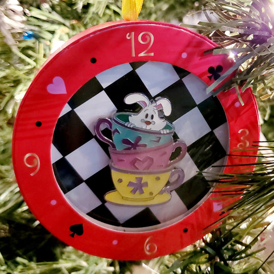Ornament Box & Pin* Disney Park Mad Tea Party Christmas Alice Wonderland Rabbit