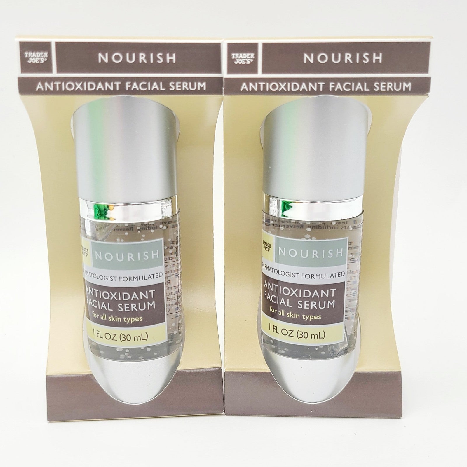 (2) Trader Joe's Antioxidant Facial Serum Hydrating Vitamin Formula 1 Fl Oz NEW