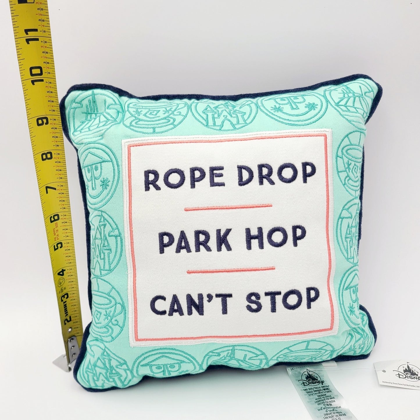 NEW Disney Parks 2026 WDW Rope Drop Park Hop Can't Stop Embroidered Throw Pillow