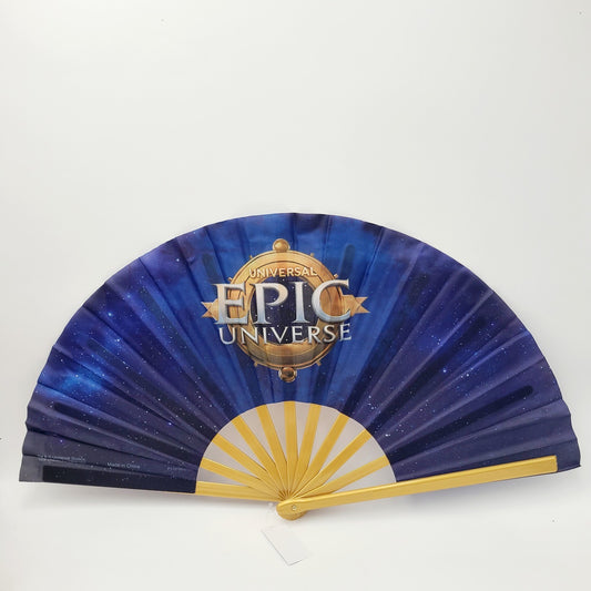 *Hand Fan* 2025 Universal Studios EPIC Universe Orlando Approx 25" NEW Blue Gold