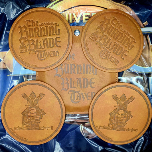 *4 Piece Coaster Set* EPIC Dark Universe Darkmoor Burning Blade Tavern Universal