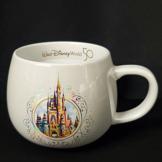 2021 Walt Disney World 50th Anniversary Cinderella Castle Iridescent Coffee Mug