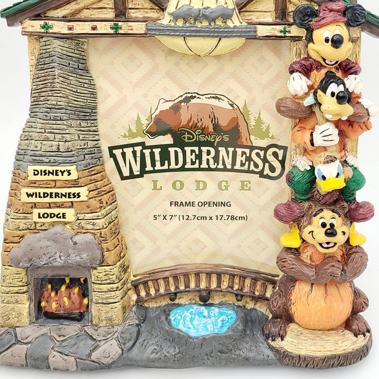 Disney Park Wilderness Lodge Resort Mickey Donald Goofy Totem Pole Picture Frame