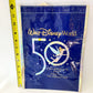 Set Of 2 Walt Disney World 50th Anniversary Clear Plastic Cup Blue Letters + Bag