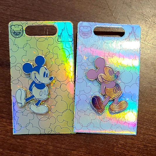 *2 Pin Set* Disney Parks 50th Anniversary EARidescent Pink Blue Mickey Mouse WDW