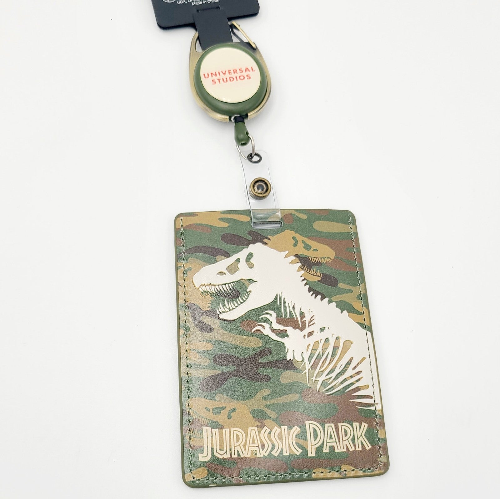 Universal Studios Jurassic Park Camo Dinosaur ID Reel Badge Holder Exclusive NEW