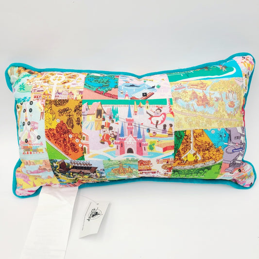 2026 Walt Disney World Parks Vintage Park Maps & Brochure Icons Throw Pillow NEW