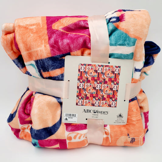 NEW Disney World Parks ABC Disney Letter Print Fleece Throw 72” x 60” Super Soft