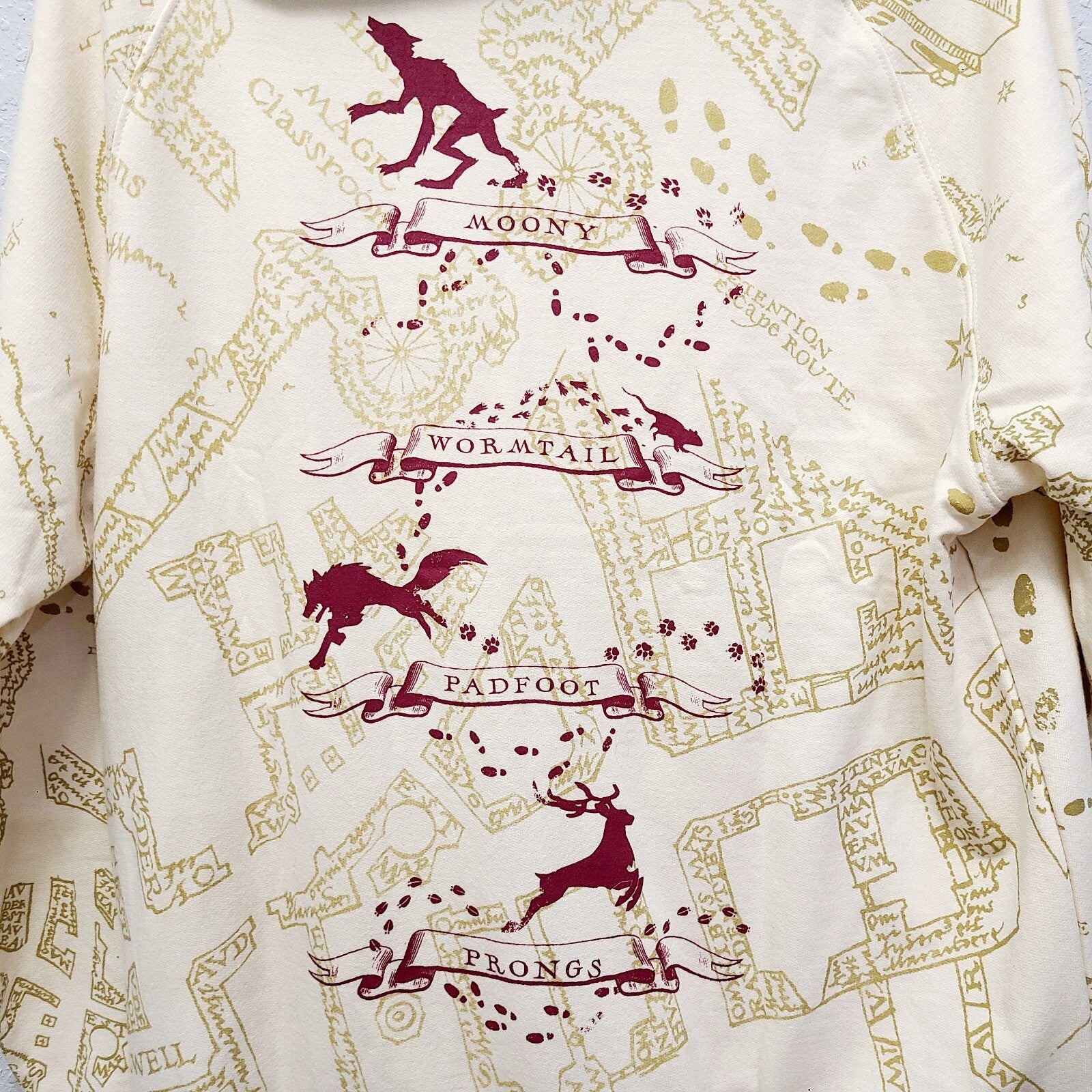 LARGE Harry Potter Marauder Map Hoodie Sweatshirt Universal Studios Wizard World