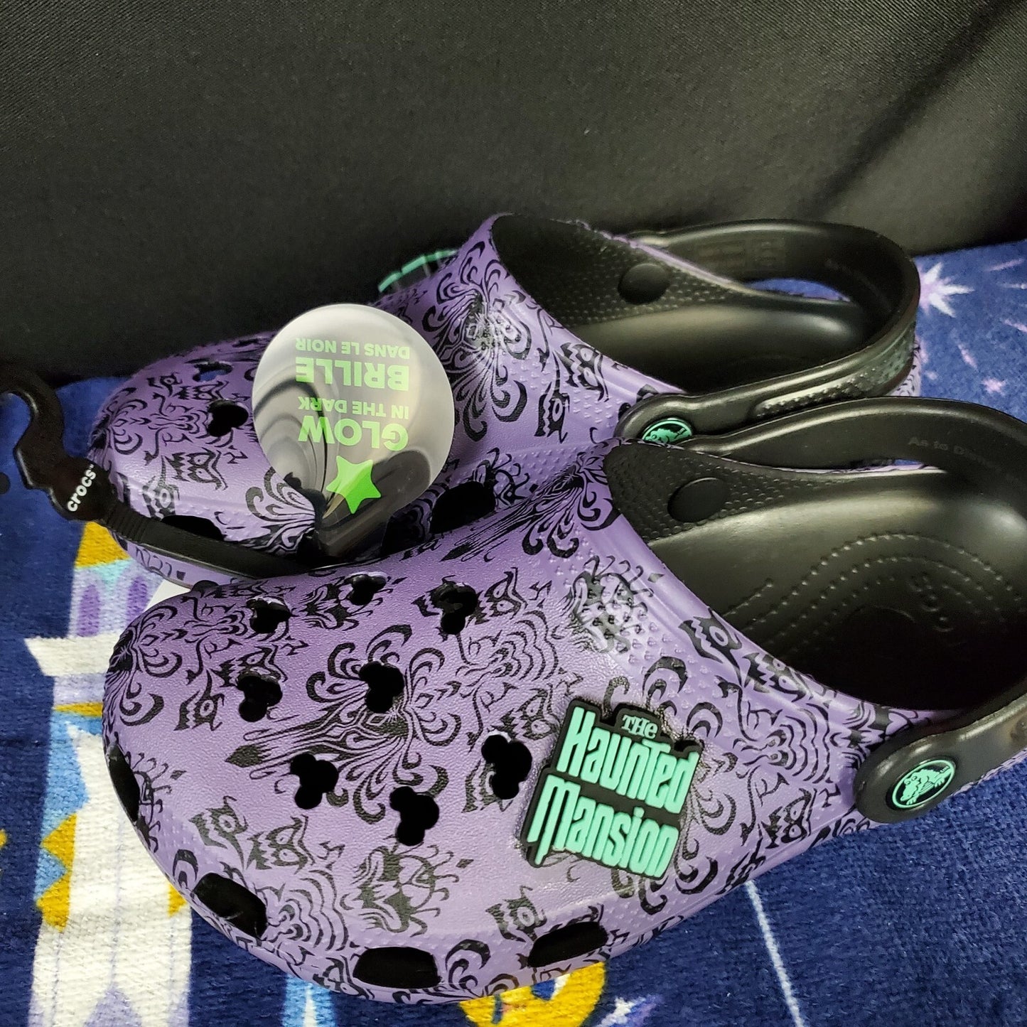 *M4 / W6* Disney Parks Haunted Mansion Purple Wallpaper Crocs Adult Shoes Glow