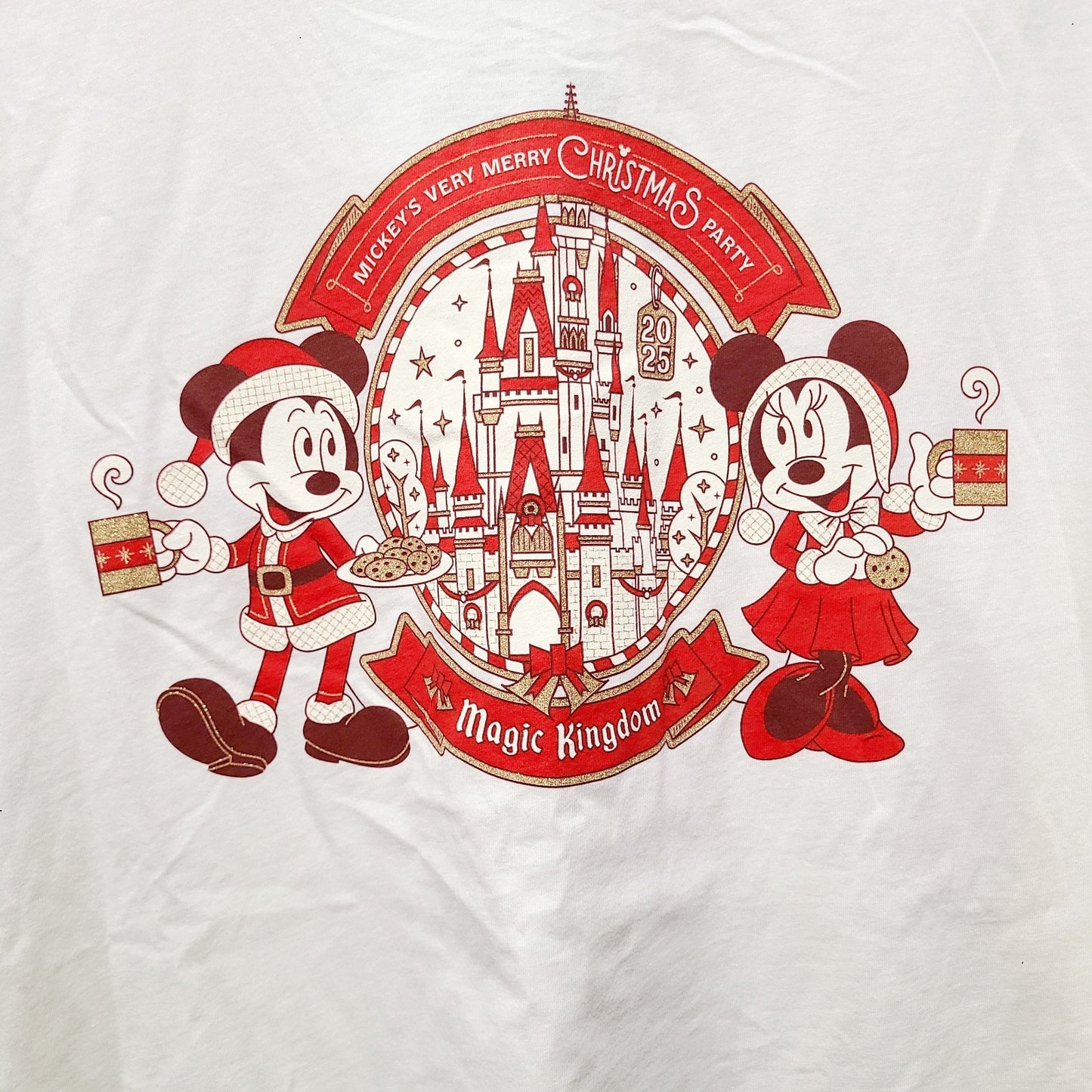 LARGE 2025 Disney Park Minnie Mickey's Very Merry Christmas Party T-Shirt Castle